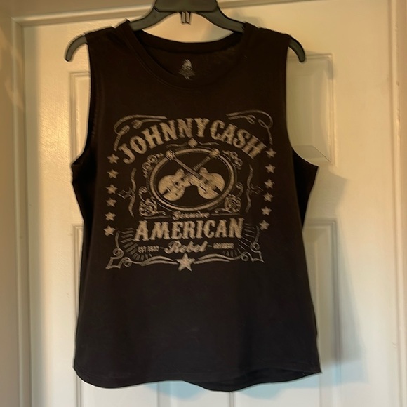 Johnny Cash women’s black tank top by Zion Rootswear Size L - Picture 1 of 5